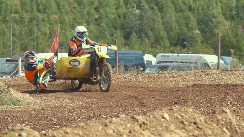 Extreme Motocross Rider on dirt track - super slow motion - documentary Stock Footage