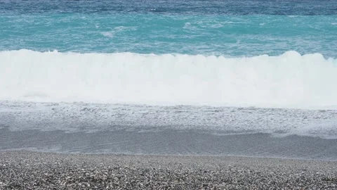 Extreme Ocean Wave. Power of waves breaking splashing sea-spray water foam Stock Footage 156662238
