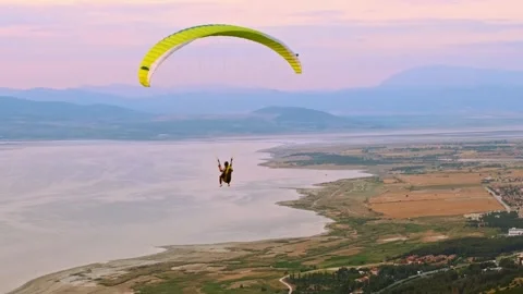 Extreme Paraglider Over Landscape Stock Footage 310752099