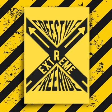 Extreme poster with warning background Stock Illustration