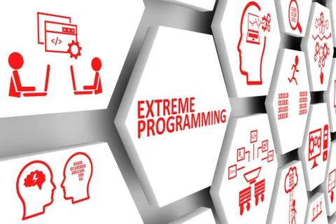 EXTREME PROGRAMMING concept cell background 3d illustration Stock Illustration
