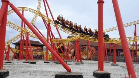 Extreme Roller coaster Stock Footage 107571283