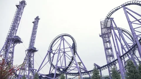 Extreme roller coaster for visitors seeking funny moments Stock Footage 241147981