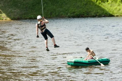 Extreme ropejumping Stock Photos