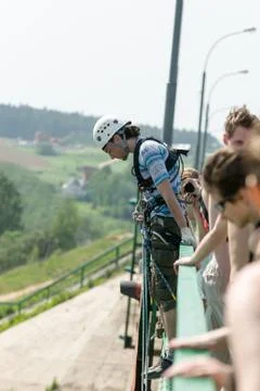 Extreme ropejumping Stock-Fotos