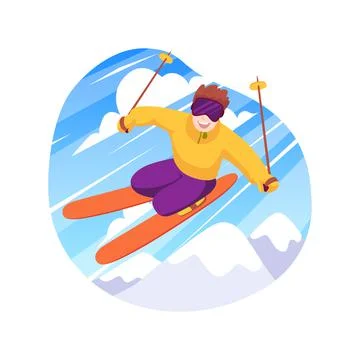 Extreme skiing isolated cartoon vector illustration. Stock Illustration
