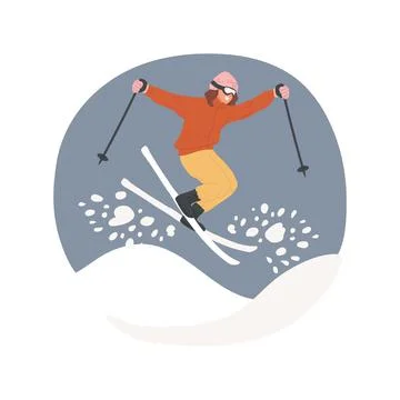 Extreme skiing isolated cartoon vector illustration. Stock Illustration
