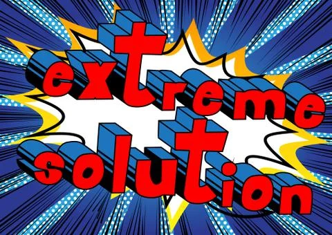 Extreme Solution - Comic book style word on abstract background. Illustrazione stock