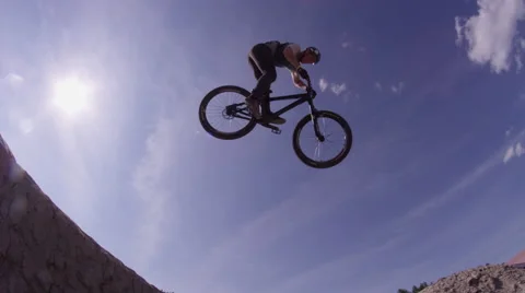Extreme sports BMX mountain biking truck driver - 360 bar spin Stock Footage