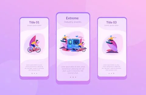 Extreme tourism app interface template. Illustrazione stock