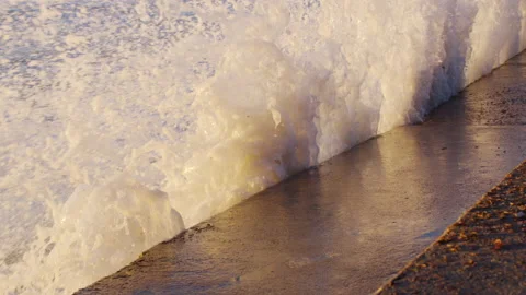 Extreme Wave crushing coast , Large Ocean Beautiful Wave, Awesome power of waves Stock Footage 150495176