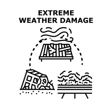 Extreme weather damage concept with collapsed structures Ilustración de archivo