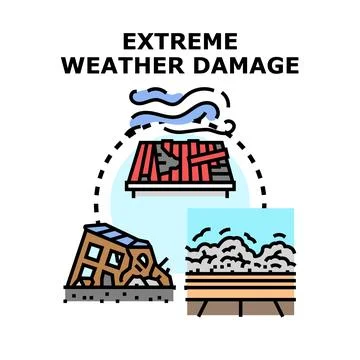 Extreme weather damage concept with collapsed structures Ilustración de archivo