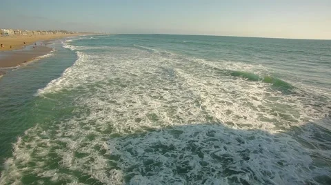 Extreme Wide High Angle Waves at Venice Stock Footage 62356324