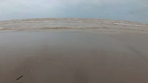 Extreme wind and rain on the beach. Storm on the Adriatic Sea. Video stock 108115164