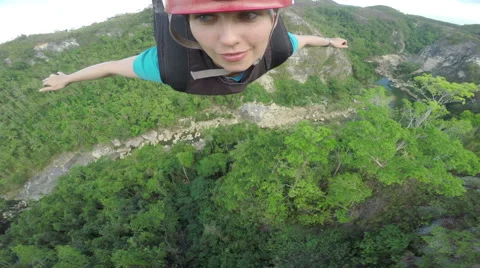 Extreme zip-lineing Video stock 58130793