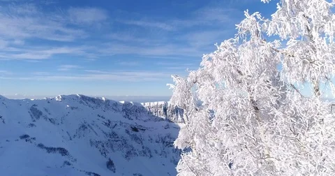 Extremely beautiful winter mountains from flight altitude. Stock Footage 83521322