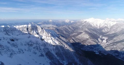 Extremely beautiful winter mountains from flight altitude. Stock Footage 83521756