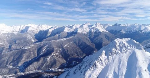Extremely beautiful winter mountains from flight altitude. Stock Footage 83522700