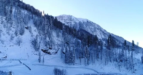 Extremely beautiful winter mountains from flight altitude. Stock Footage 83523504