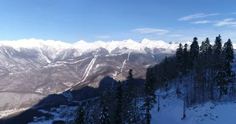 Extremely beautiful winter mountains from flight altitude. Stock Footage 83523713