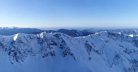 Extremely beautiful winter mountains from flight altitude. Stock Footage 83524045