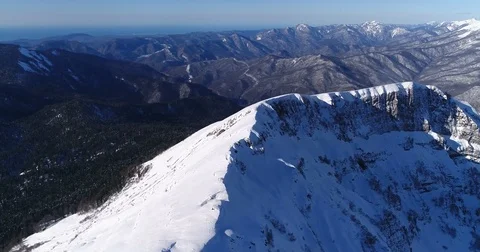 Extremely beautiful winter mountains from flight altitude. Stock Footage 83524157