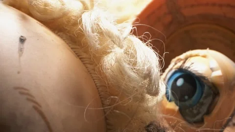 Extremely close-up detailed. broken mutilated dolls. halloween concept Stock Footage 148139775