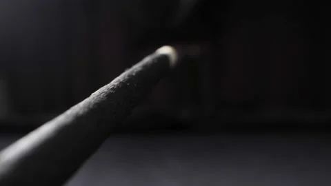 Extremely close-up detailed Incense, incense sticks smoldering with clouds of Stock Footage 195114627