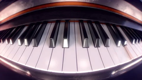 Extremely close-up of playing piano keys. 3D rendering. Stock Footage 147007775