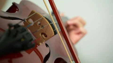 Extremely close up playing violin. View from performer Stock Footage 237385921