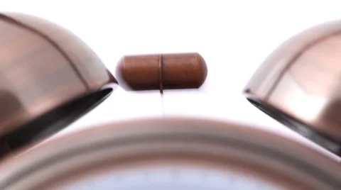 Extremely close-up shot of ringing alarm bell clock Stock Footage 1015718