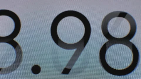 Extremely close up white screen digital stopwatch with black running numbers Stockbeeldmateriaal 155530280