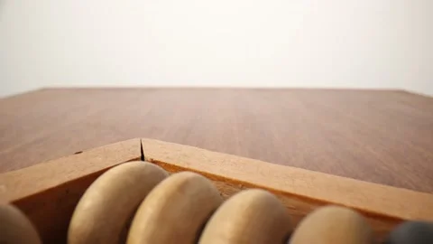 Extremely close up wooden abacus Vídeo Stock 211400362
