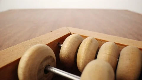 Extremely close up wooden abacus Stock Footage 211400646