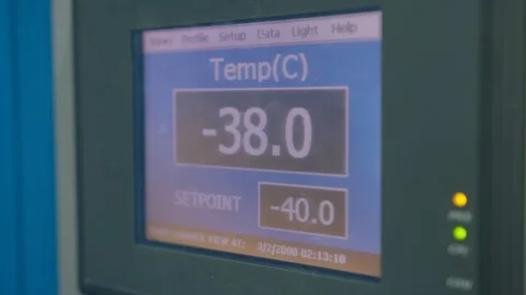Extremely Cold -40 Degrees Gauge on Commercial Refrigerator Instrument Screen Stock Footage 125179974