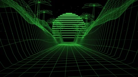 Extremely Deep Wireframe Corridor Recedes To A Point Stock-Footage 344514002