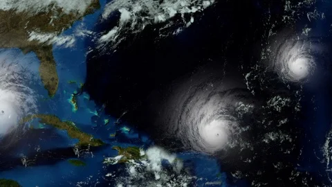 Extremely detailed and realistic 3D animation of a Hurricane approaching USA. Stock Footage 86490634