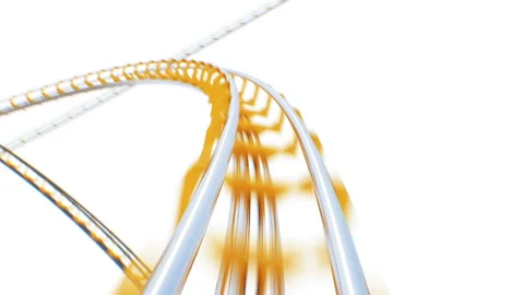 Extremely Fast Ride on Roller-Coaster on White Background Seamless. Looped 3d Stock Footage 113631592