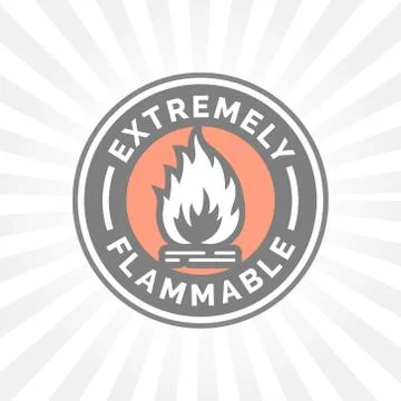 Extremely flammable icon. Fire hazard sign. Caution flame symbol. Stock Illustration