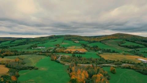 Extremely High Altitude Descending Drone Flight Over Amazing Fields and Trees Stock Footage 255059953