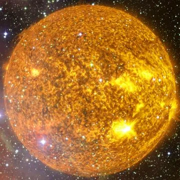 Extremely hot star. Flaring of Sun. Elements of this image furnished by NASA Illustrazione stock