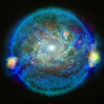 Extremely hot star. Flaring of Sun. Elements of this image furnished by NASA 스톡 일러스트