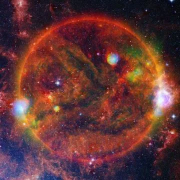 Extremely hot star. Flaring of Sun. Elements of this image furnished by NASA Foto stock