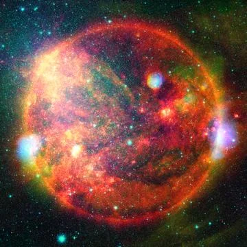 Extremely hot star. Flaring of Sun. Elements of this image furnished by NASA Foto stock