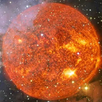 Extremely hot star. Flaring of Sun. Elements of this image furnished by NASA Stock Photos