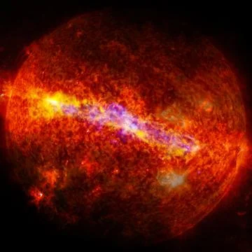 Extremely hot star. Liquid plasma. Elements of this image furnished by NASA. Stock Photos