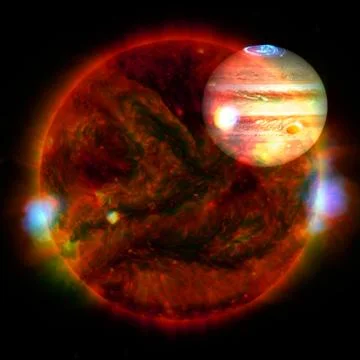 Extremely hot star. Liquid plasma. Elements of this image furnished by NASA. Stock Photos