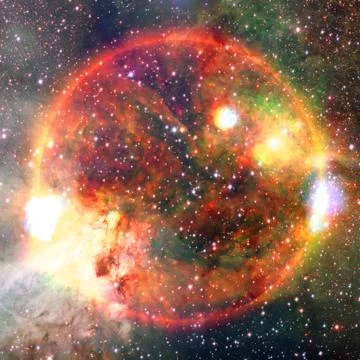 Extremely hot star. Liquid plasma. Elements of this image furnished by NASA. Foto stock