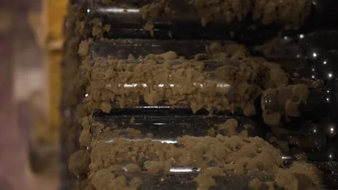 Extremely old wine bottles covered with dust and noble rot aging in an ancient Stock Footage 342588227